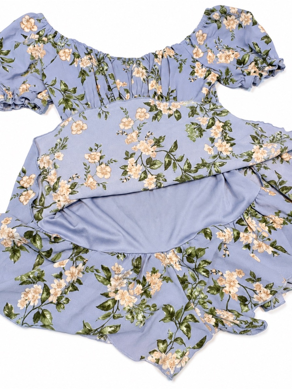 Inspired Hearts floral-print puff-sleeve romper shorts set medium - Picture 5 of 10